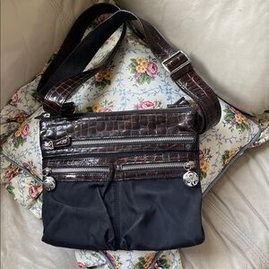Brighton Go Go Messengers Brown Black Patent Leather Crossbody